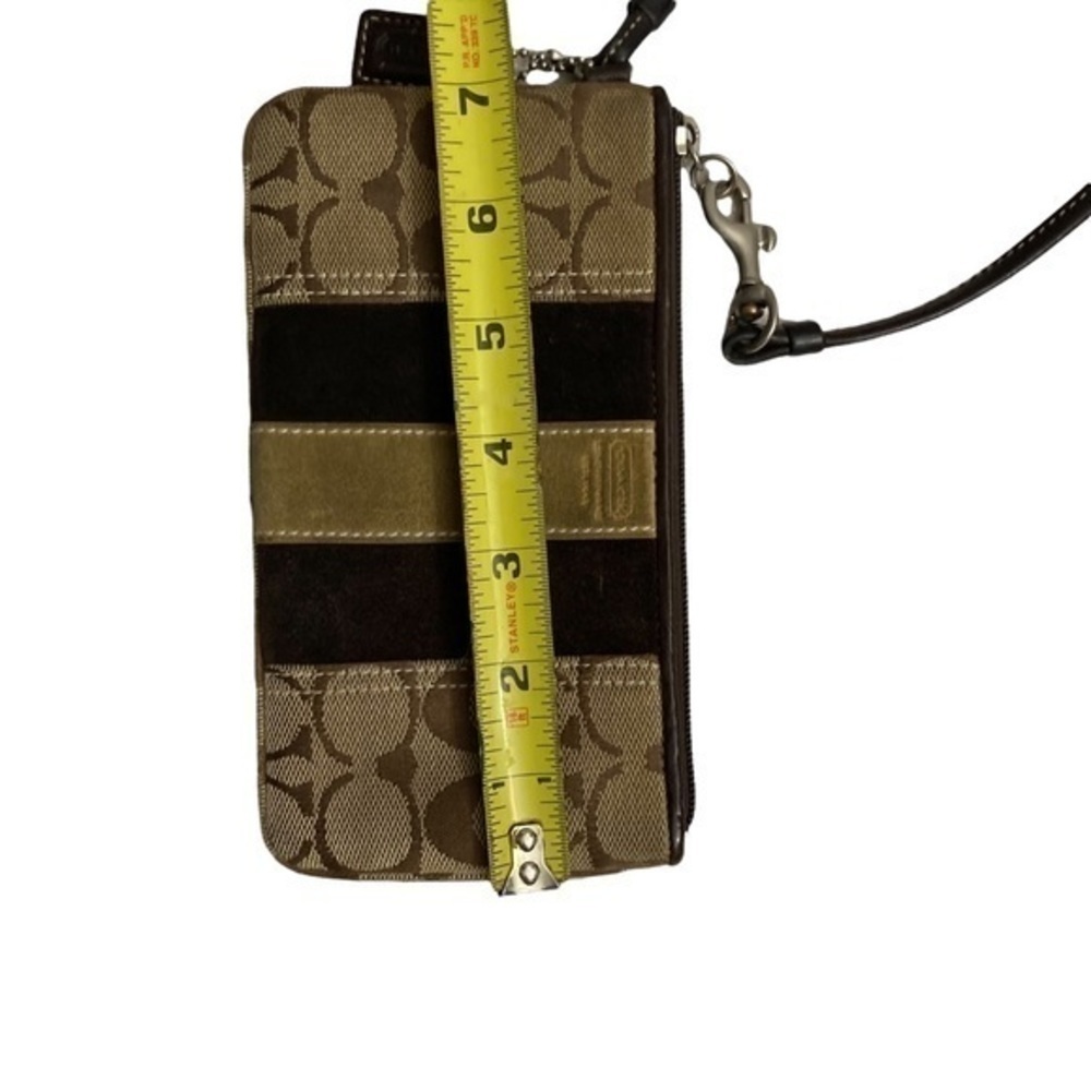 Coach signs brown striped wristlet bag - Picture 3 of 5
